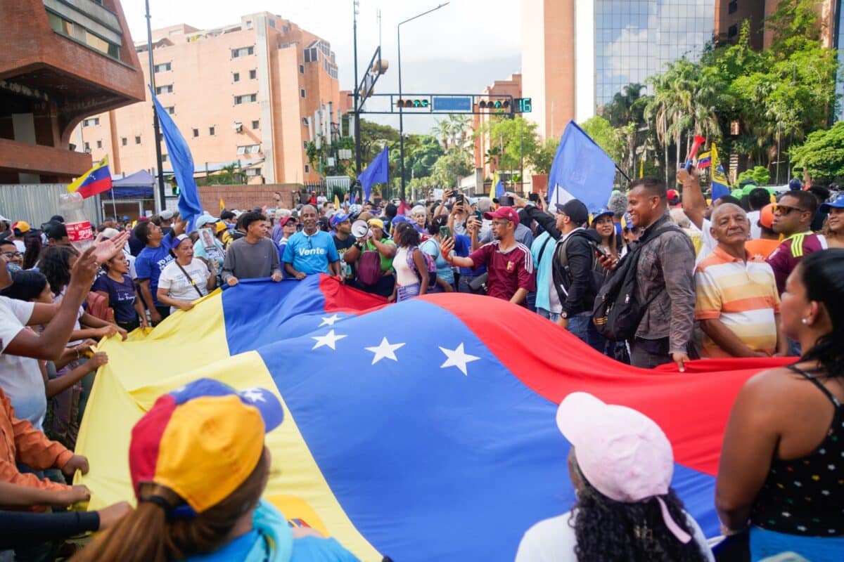 Opponents gathered in Caracas to support candidate Edmundo González