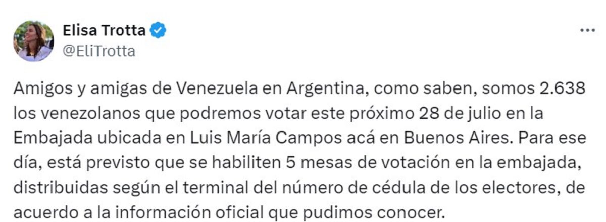 Embajada de Venezuela en Argentina habilitará cinco mesas de votación para las elecciones presidenciales