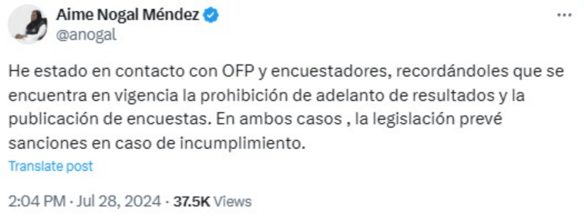 El CNE recordó que está prohibido difundir encuestas o resultados sobre las elecciones antes de emitir el primer boletín 