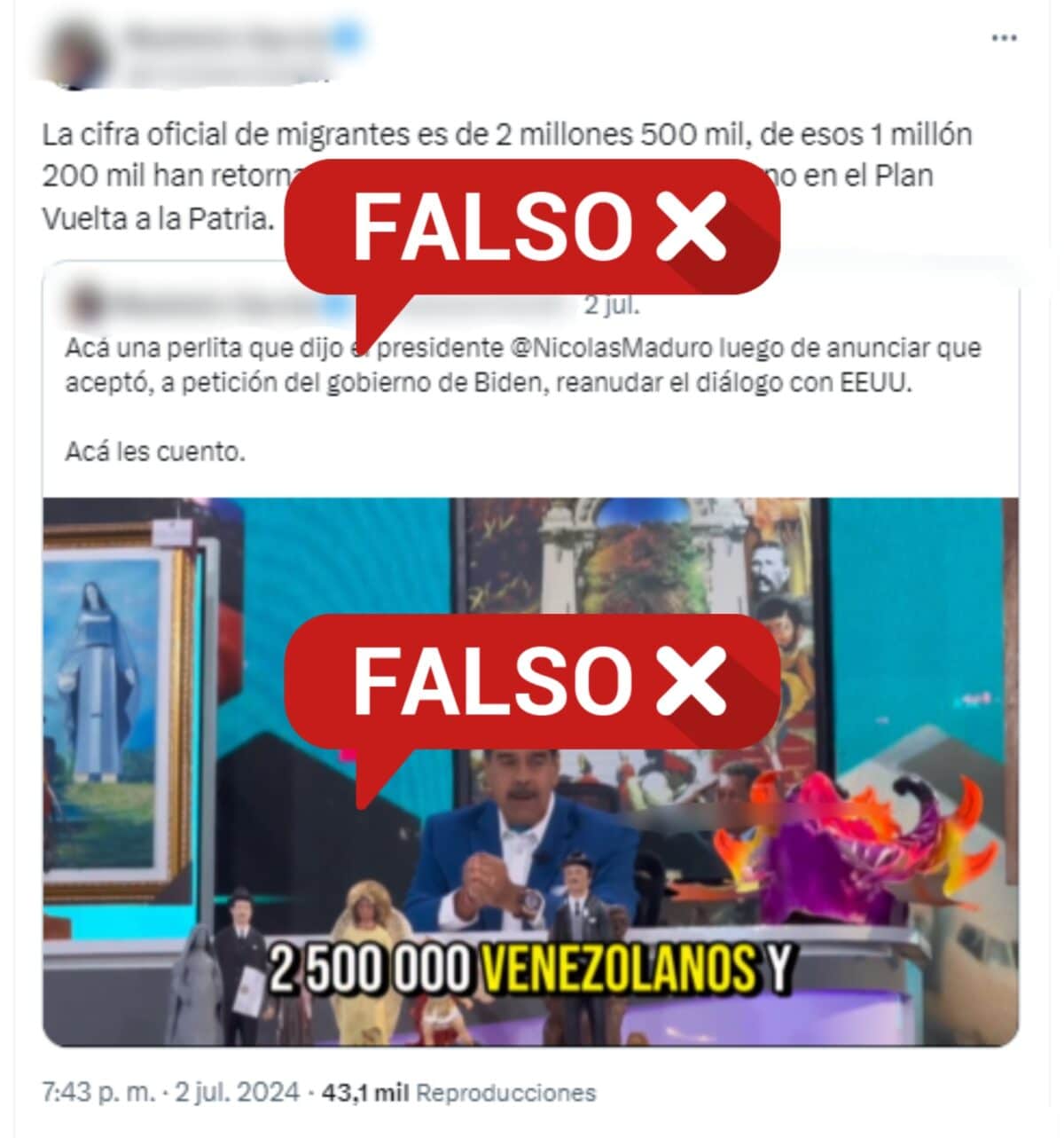 ¿La cifra de migrantes venezolanos en el mundo es de 2,5 millones y regresaron al país 1,2 millones?