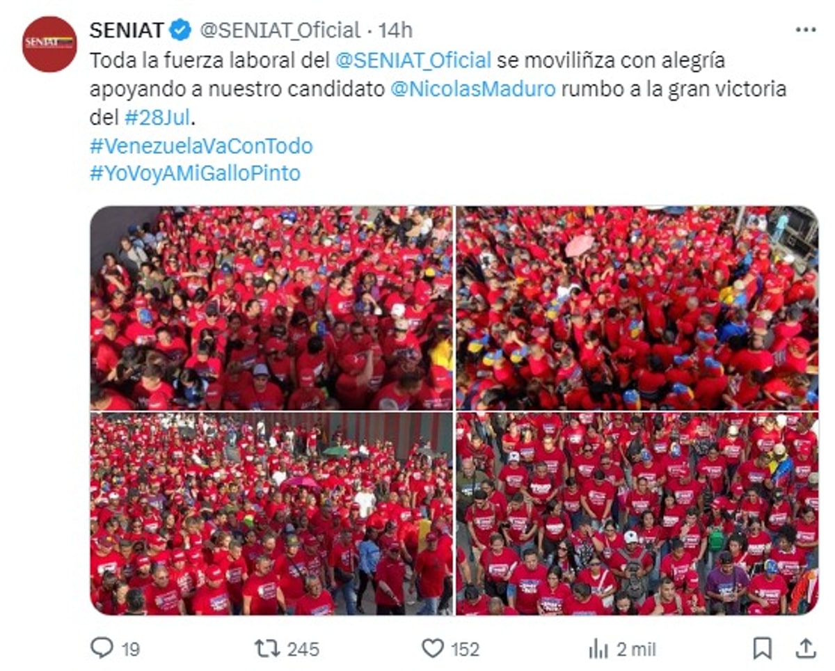 Las leyes que habría violado el Seniat por mensajes de propaganda electoral 