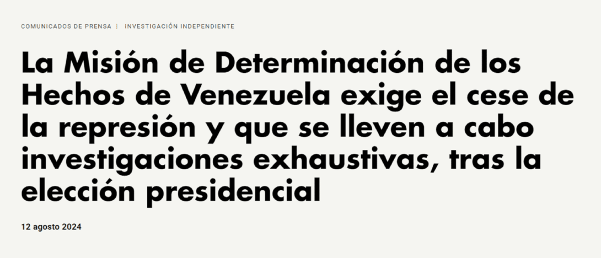 La Misión de Determinación de Hechos pidió detener inmediatamente la represión en Venezuela 