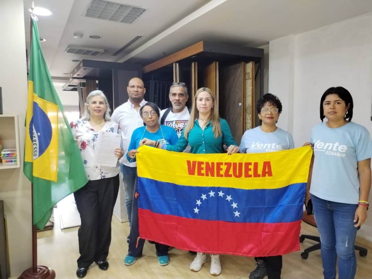 Citizens march towards the Brazilian Embassy in Caracas to demand the release of political prisoners in Venezuela