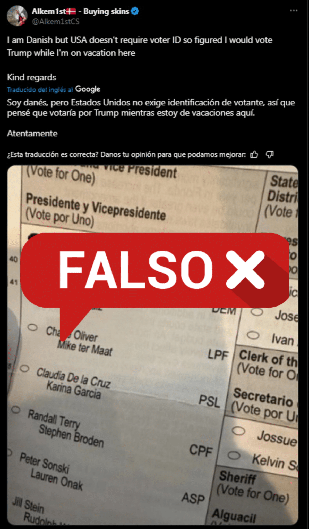 ¿En Estados Unidos no se exige tener una identificación para votar?