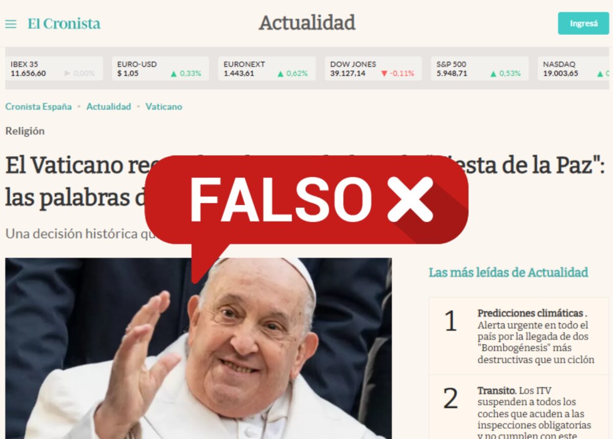 ¿El papa Franciso dijo que se reemplazará la Navidad por la “Fiesta de la Paz”?