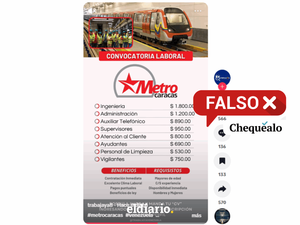 ¿Metro de Caracas abrió una convocatoria para cargos en los que ofrecen hasta $1.800?