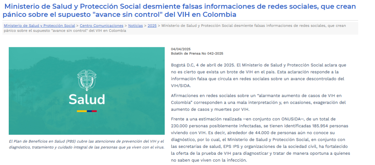 ¿En Colombia se registra un brote de casos de VIH?