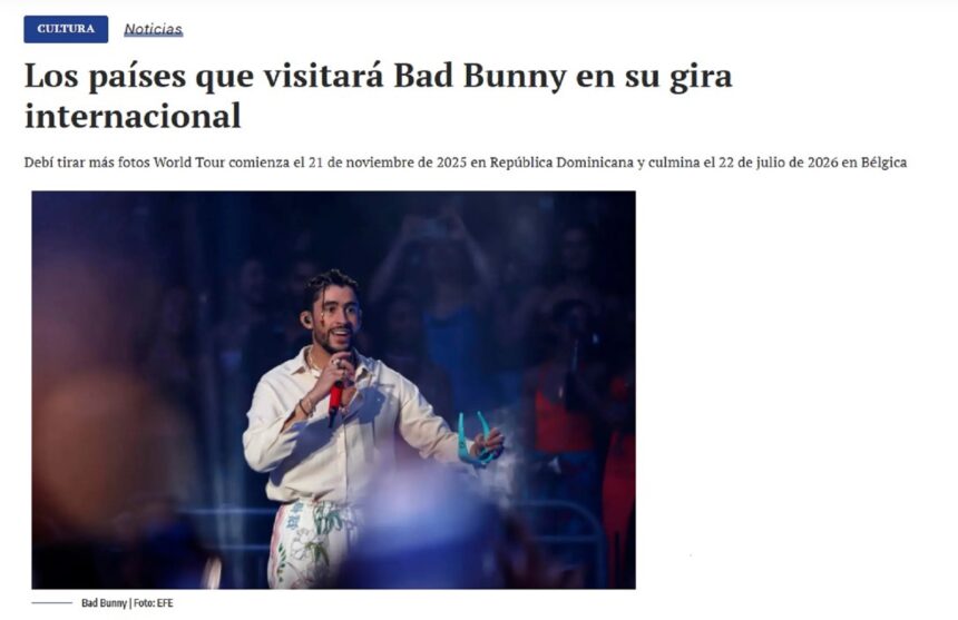 Corrección, Los países que visitará Bad Bunny en su gira internacional