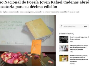 Corrección, Concurso Nacional de Poesía Joven Rafael Cadenas abrió la convocatoria para su décima edición