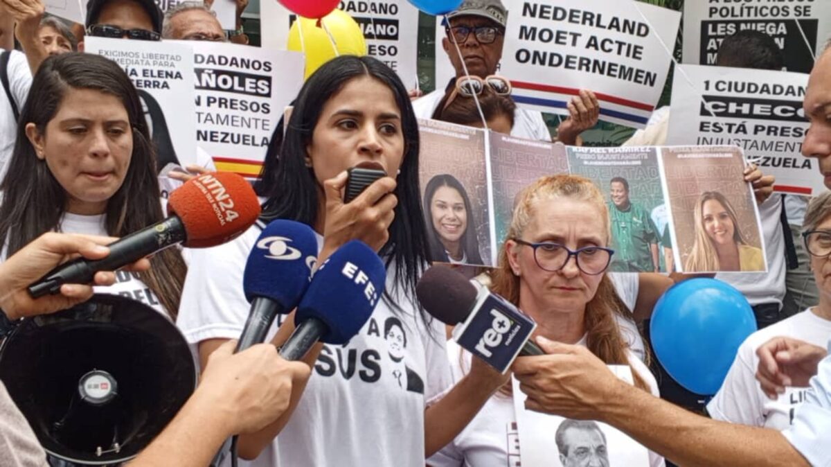 Ruta Global por la Justicia: familiares de presos políticos se concentraron frente a la sede de la Unión Europea en Caracas