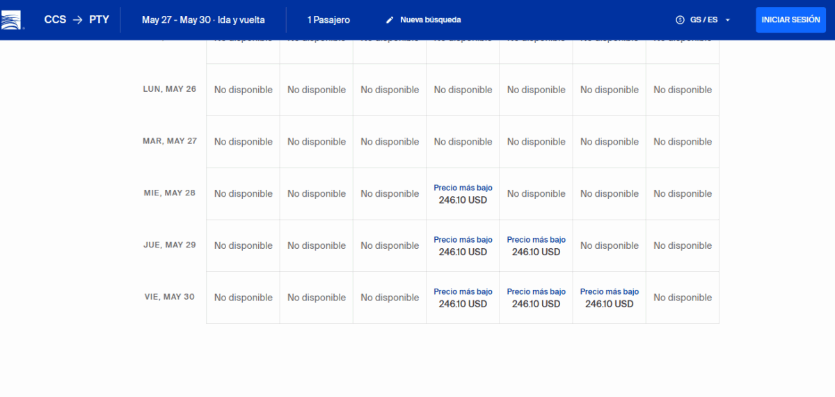 Estos son los precios de los vuelos directos entre Venezuela y Panamá