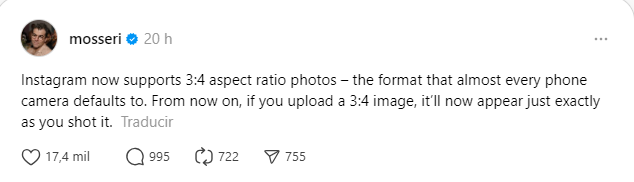 Usuarios de Instagram podrán publicar sus fotos sin necesidad de recortarlas