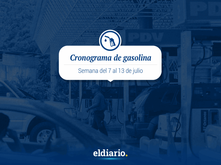 Cronograma de distribución de gasolina del 7 al 13 de julio