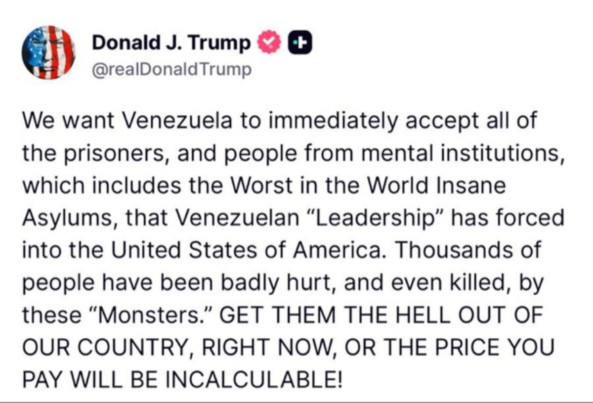 Trump amenazó a Maduro con consecuencias "incalculables" si no acepta retorno de presos venezolanos