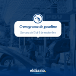 Cronograma de distribución de gasolina del 3 al 9 de noviembre