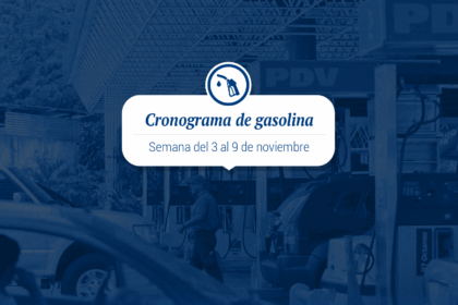 Cronograma de distribución de gasolina del 3 al 9 de noviembre