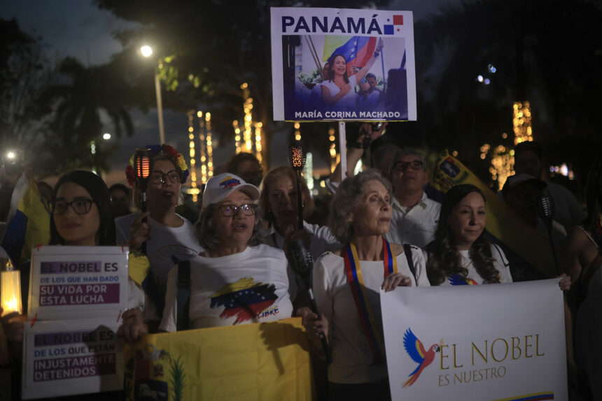 Venezolanos en el exterior manifestaron en respaldo a la entrega del Nobel de la Paz a María Corina Machado
