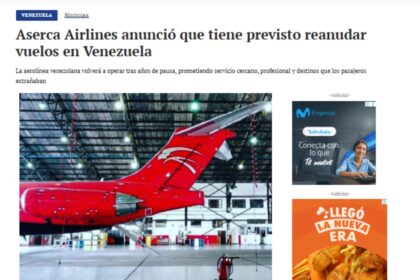 Corrección, Aserca Airlines anunció que tiene previsto reanudar vuelos en Venezuela
