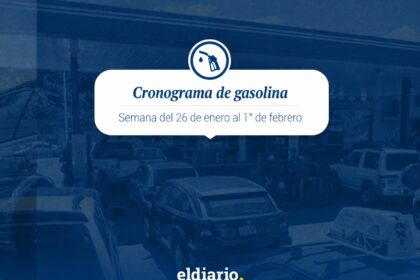 Cronograma de distribución de gasolina del 26 de enero al 1° de febrero