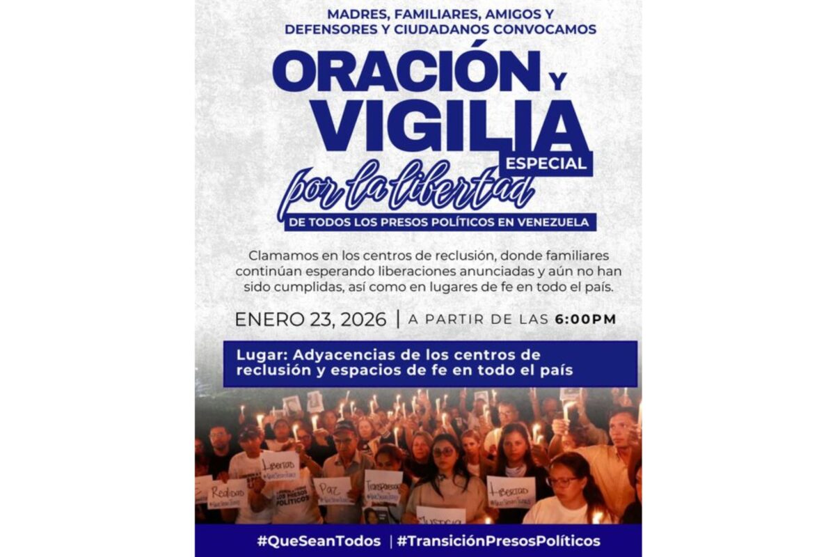 Convocaron una vigilia nacional para exigir la liberación de todos los presos políticos en Venezuela