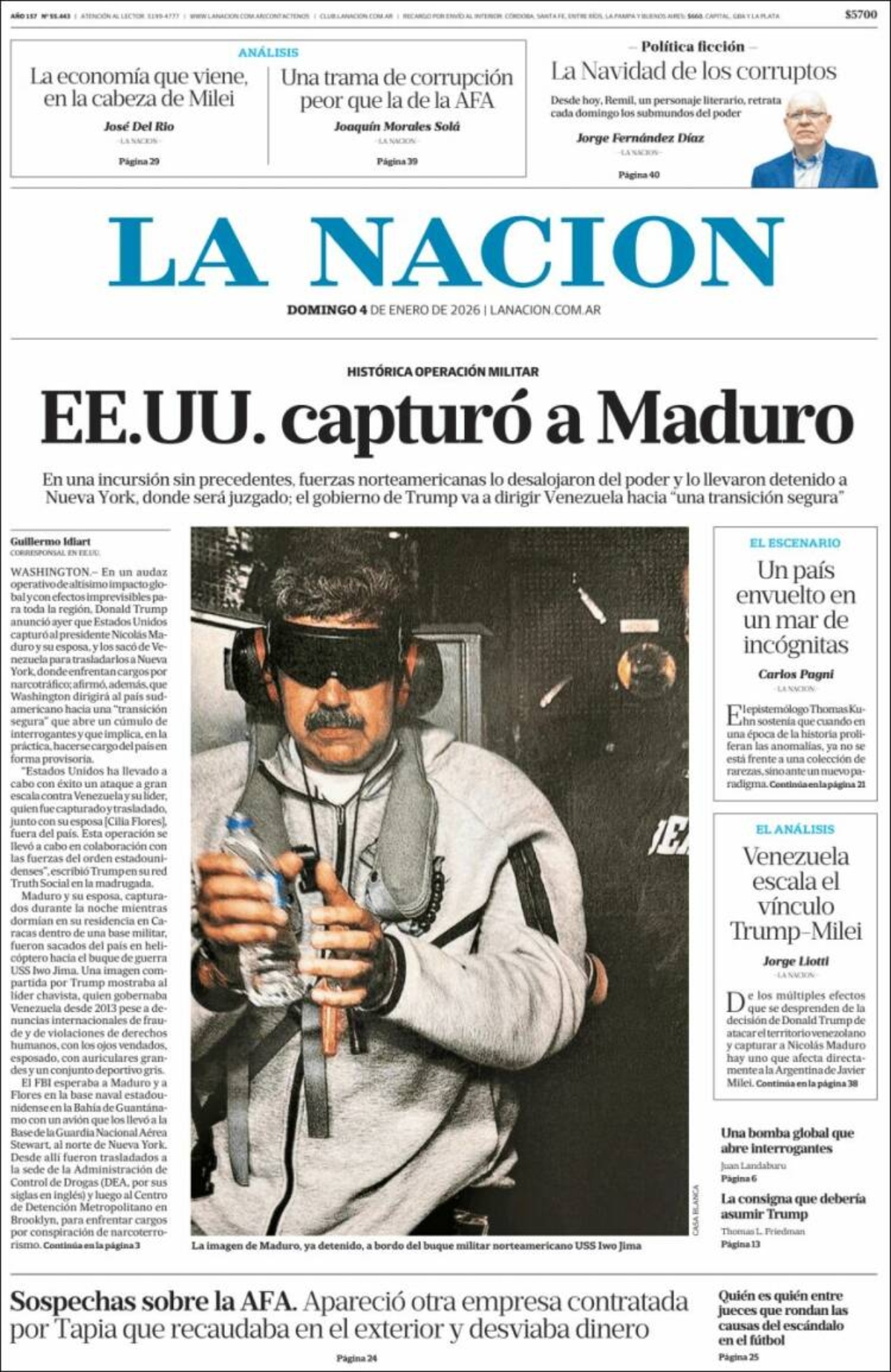 Así reseñaron los medios de comunicación del mundo la captura de Nicolás Maduro