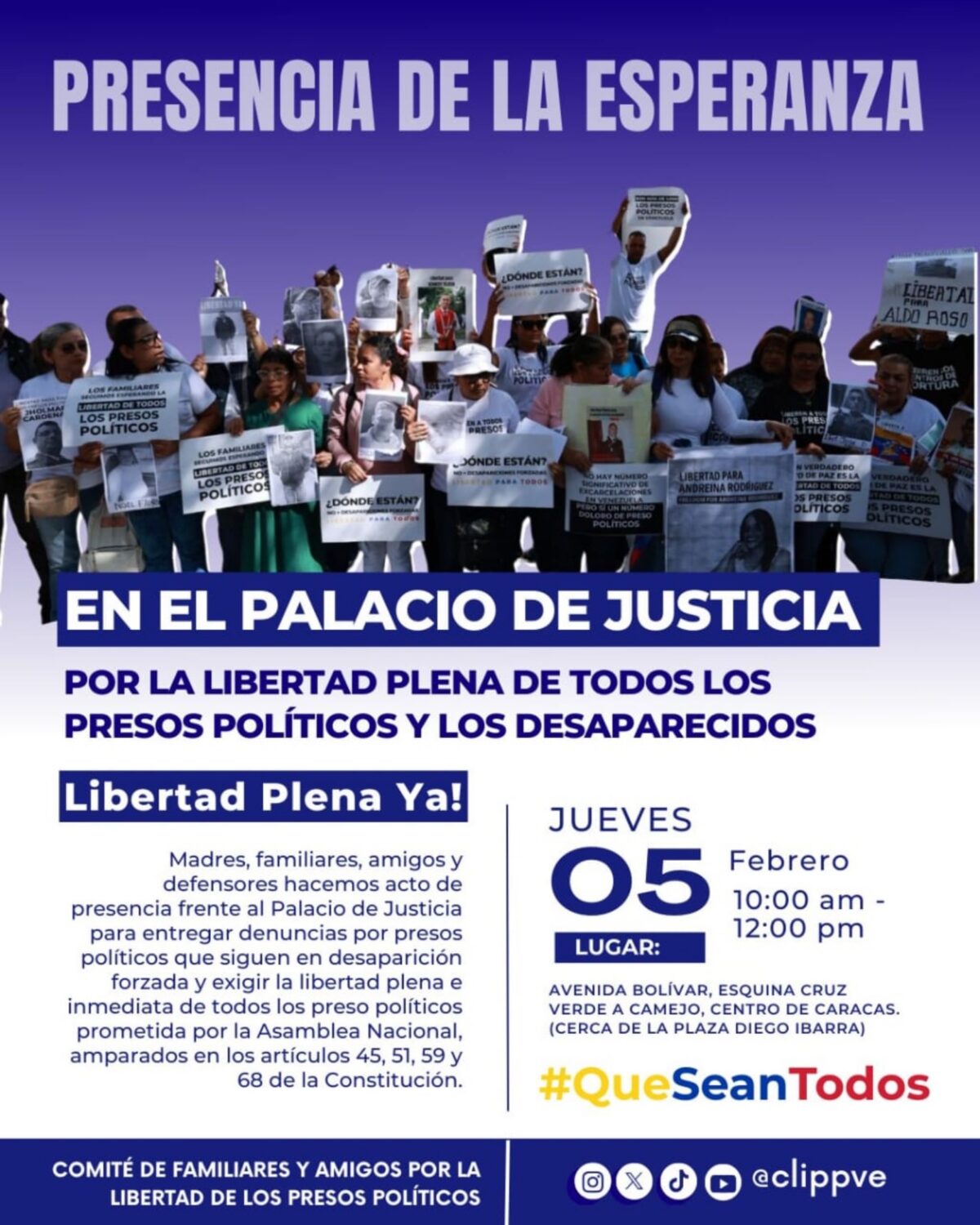 Clippve convocó una concentración frente al Palacio de Justicia