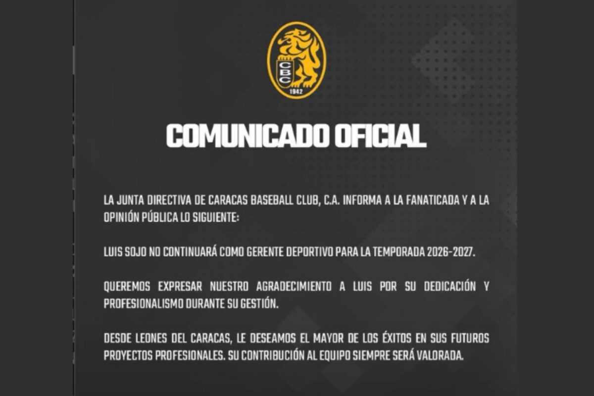 Leones del Caracas anunció la salida de Luis Sojo como gerente deportivo