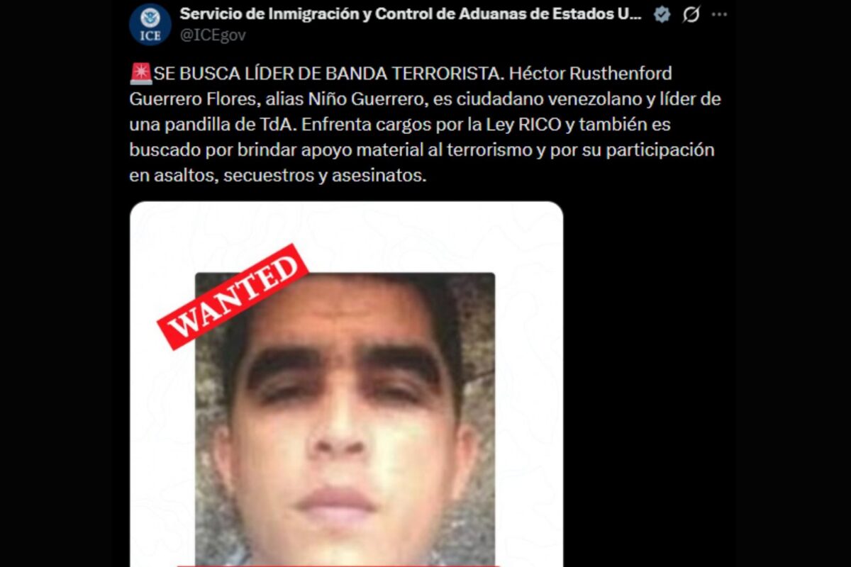 ICE anunció la búsqueda de “Niño Guerrero”: enfrenta cargos por crimen organizado y presunto apoyo al terrorismo