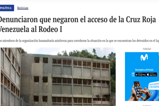 Aclaración, Denunciaron que negaron el acceso de la Cruz Roja Venezuela al Rodeo I