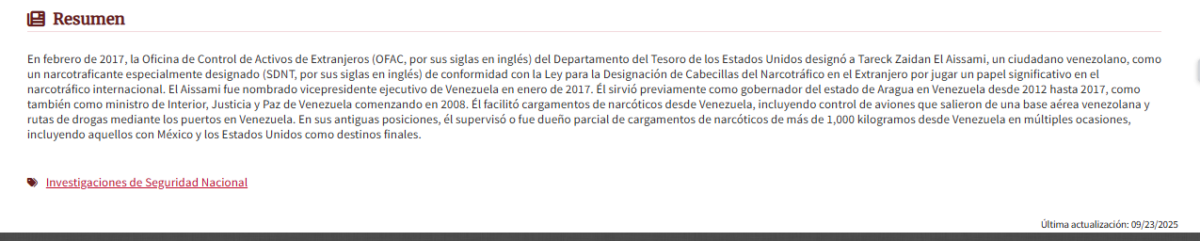 ¿Tareck El Aissami y Samark López figuran como “capturados” en ICE?