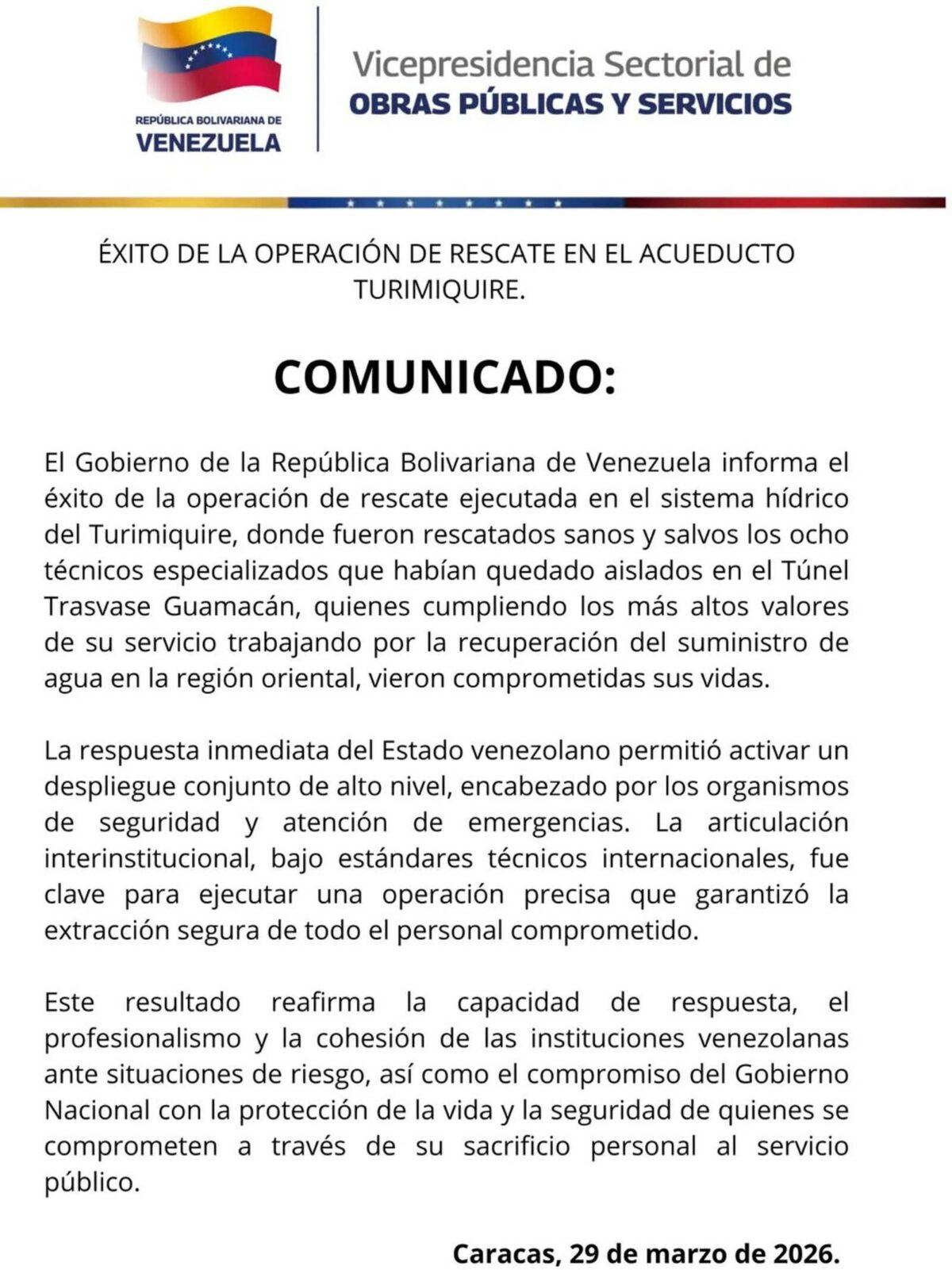 El gobierno confirmó el rescate de ocho trabajadores “aislados” en un túnel de Sucre