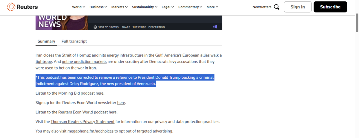 Fiscal de EE UU desmintió reportaje sobre supuesta investigación contra Delcy Rodríguez