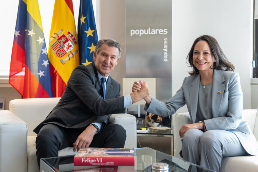 María Corina Machado fue recibida por el presidente del Partido Popular en Madrid