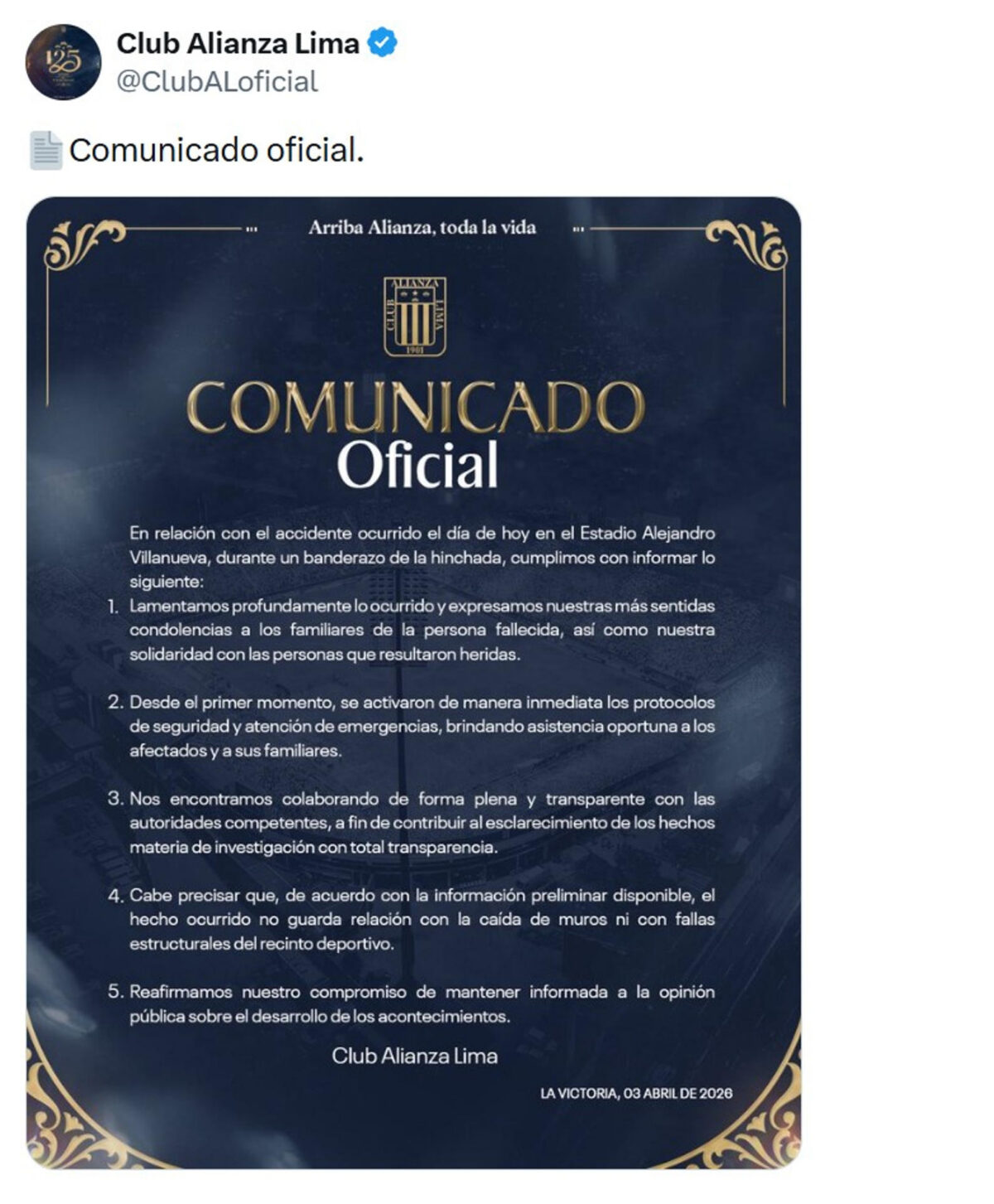 ¿Qué se sabe del incidente en un estadio de fútbol de Perú que dejó un muerto y 47 heridos?
