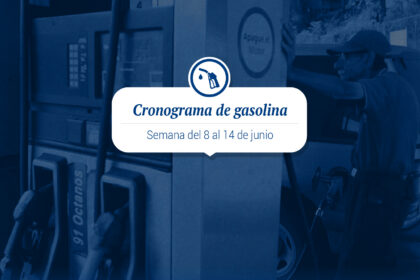 Cronograma de distribución de gasolina del 8 al 14 de junio