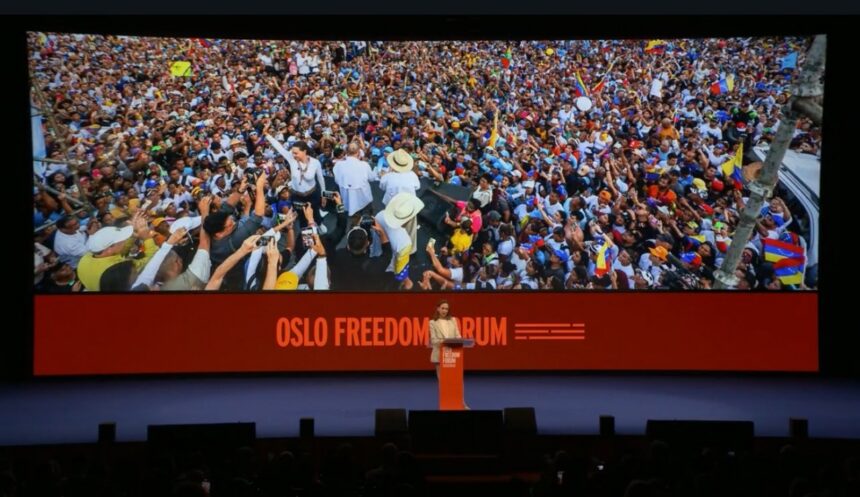María Corina Machado en el Foro de la Libertad de Oslo: "Venezuela necesita una transición pacífica, creíble y disciplinada