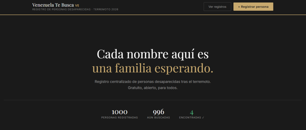 Crearon plataforma ciudadana para localizar a personas desaparecidas tras los terremotos en Venezuela: así se puede usar