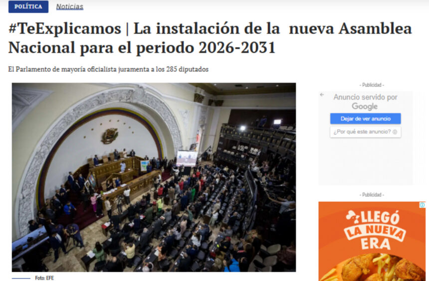 Aclaración, La instalación de la nueva Asamblea Nacional para el periodo 2026-2031