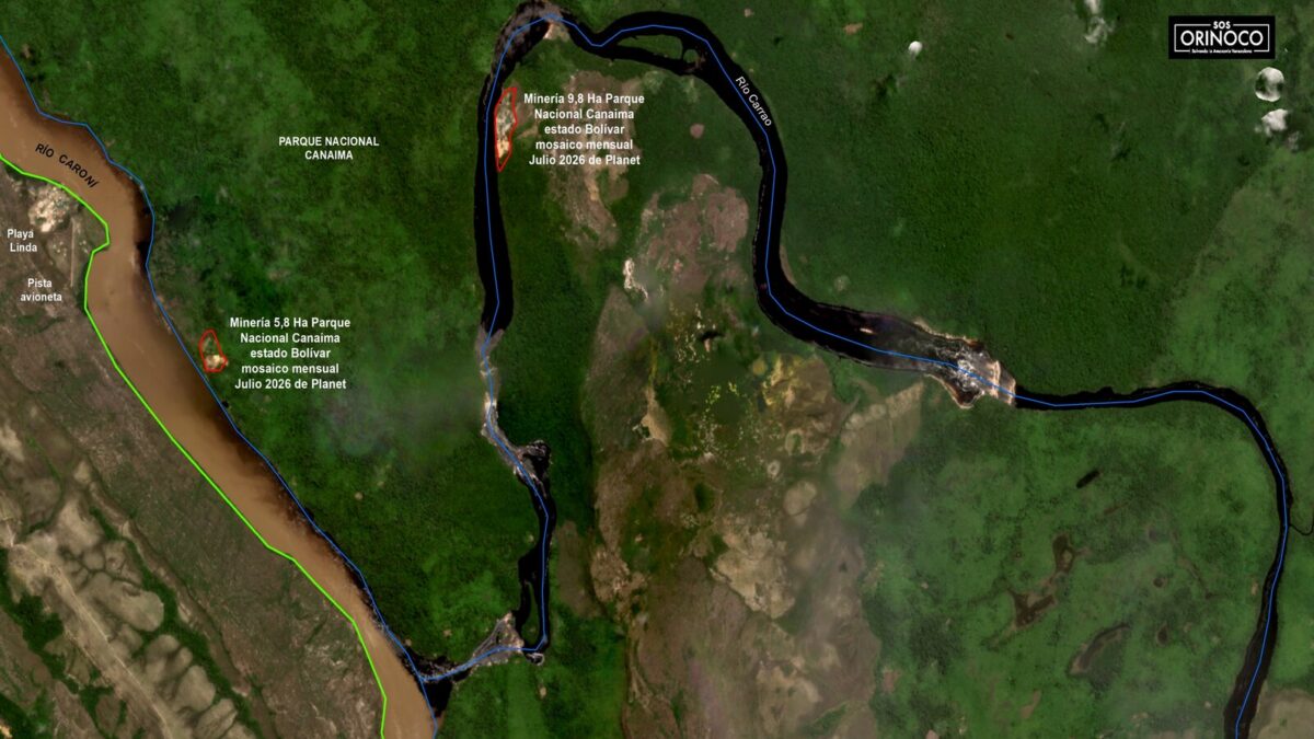 SOS Orionoco denunció la presencia de una nueva mina ilegal dentro del Parque Nacional Canaima