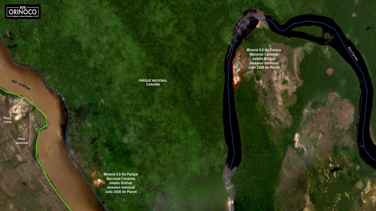 SOS Orionoco denunció la presencia de una nueva mina ilegal dentro del Parque Nacional Canaima
