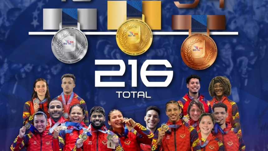 Venezuela suma 216 medallas en los Juegos Centroamericanos y del Caribe 2026
