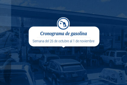 Cronograma de distribución de gasolina del 26 de octubre al 1 de noviembre