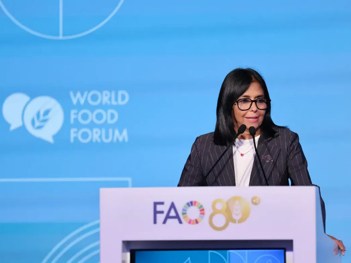 Delcy Rodríguez anunció en la FAO el plan “Venezuela Alimenta” y una nueva ley para la producción local
